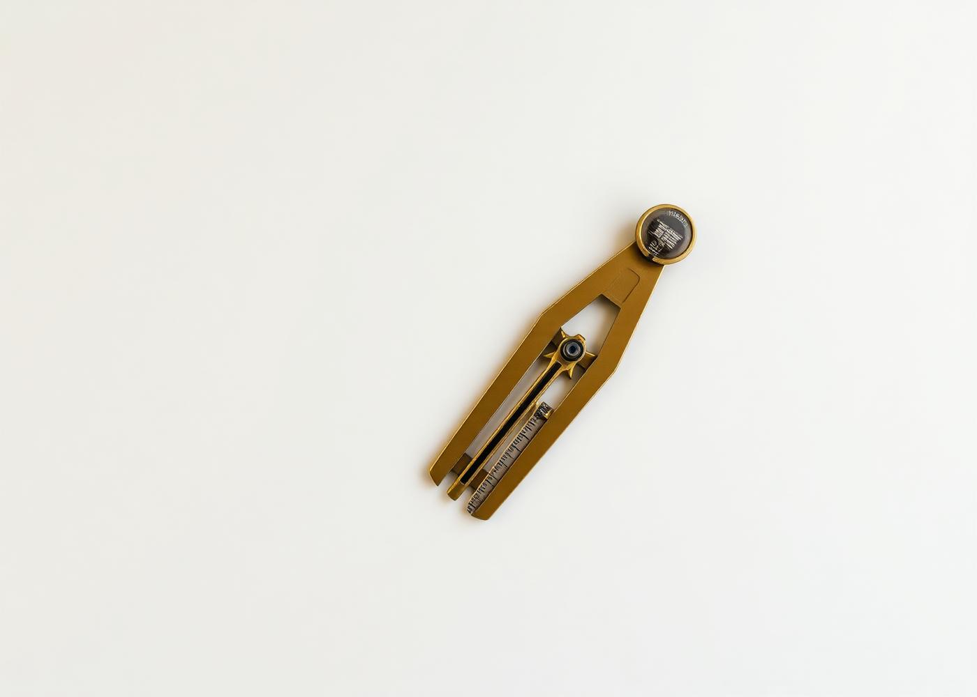 Drafting compass on a light surface — a symbol of measured design